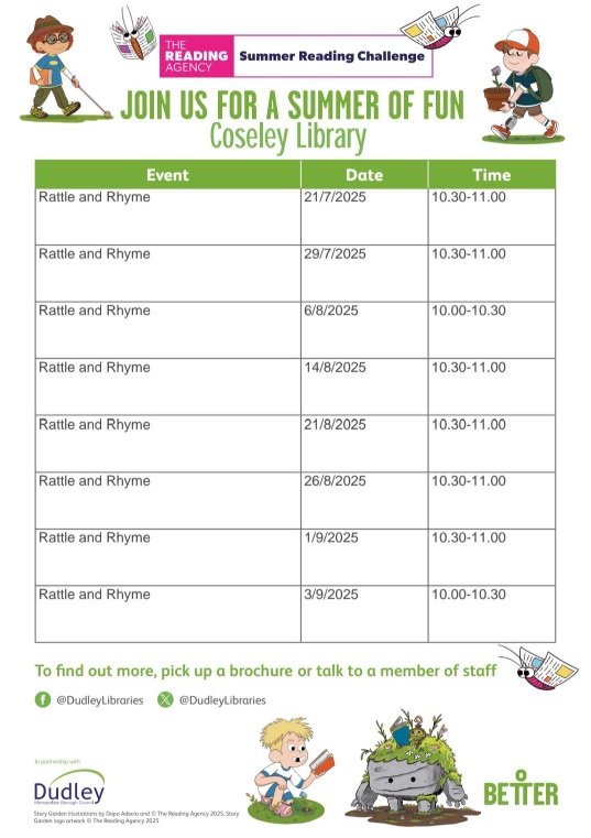Coseley Library - Rattle and Rhyme Summer Sessions